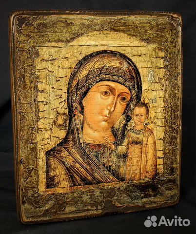 Икона Божией матери "Казанская" дерево, ручная раб — оригинальный подарок