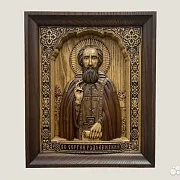 Святой Сергий Радонежский икона из ясеня — красивый подарок — фотография 1