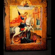 Подарочная икона "Георгий Победоносец поражает змия" — фотография 1