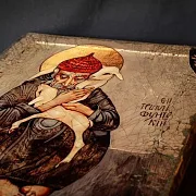 Икона "Св. Спиридон Тримифунтский" старение — оригинальный подарок — фотография 6