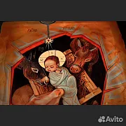 Икона деревянная "Рождество Христово" — необычный подарок — фотография 5