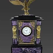 Каминные часы «Орел» из чароита и долерита — красивый подарок — фотография 3