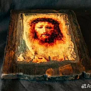 Авторская икона на дереве "Спас Нерукотворный" — оригинальный подарок — фотография 3