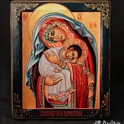 Богоматерь "Защитница сирых и убогих" Икона дерево — оригинальный подарок — фотография 3
