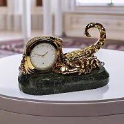 Настольные часы «Скорпион» из бронзы и змеевика — оригинальный подарок — фотография 1