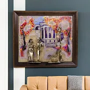 Картина «Вечерняя прогулка. Ессентуки» на ониксе с подсветкой — оригинальный подарок — фотография 1