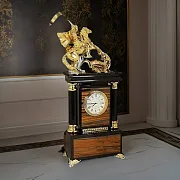 Ручная работа: Интерьерные часы «Георгий Победоносец» из тигрового глаза — фотография 1