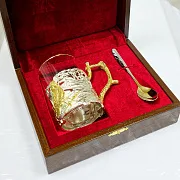 Латунный подстаканник «Рыбалка зимой» — оригинальный подарок — фотография 5