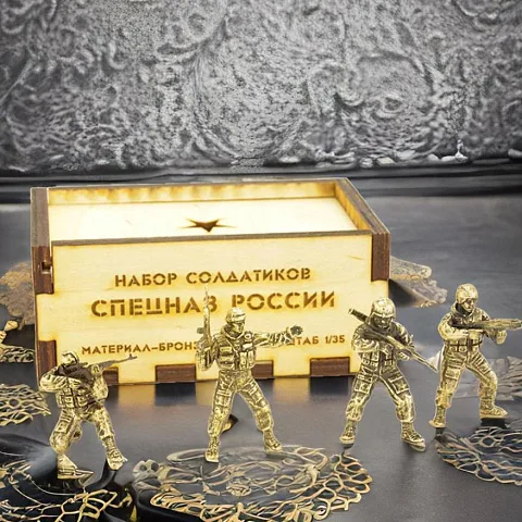 Ручная работа: Бронзовый набор солдатиков «Спецназ России», 4 шт., 1:35