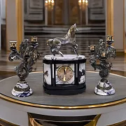 Каминные часы «Конь» с канделябрами — необычный подарок — фотография 1